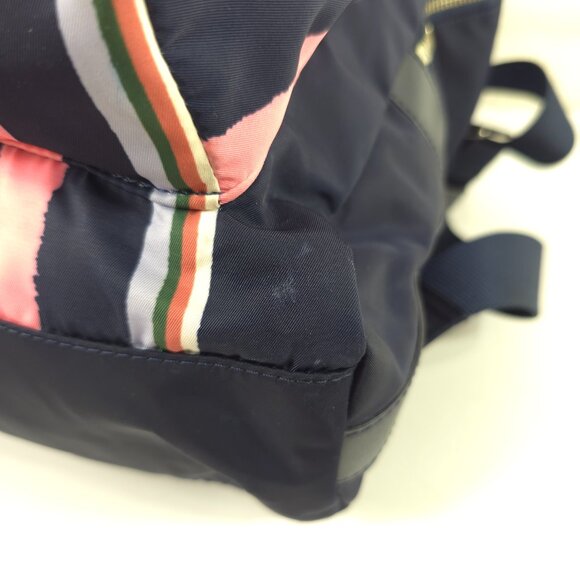 TORY BURCH TILDA STRIPED NYLON MEDIUM BACKPACK WITH ZIP CLOSURE NAVY BLUE PINK.. - Picture 9 of 16